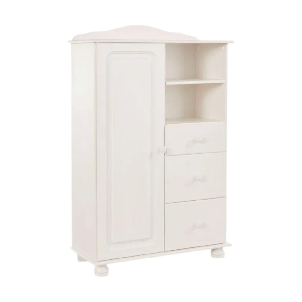 Armoire blanche en bois avec étagères et tiroirs
