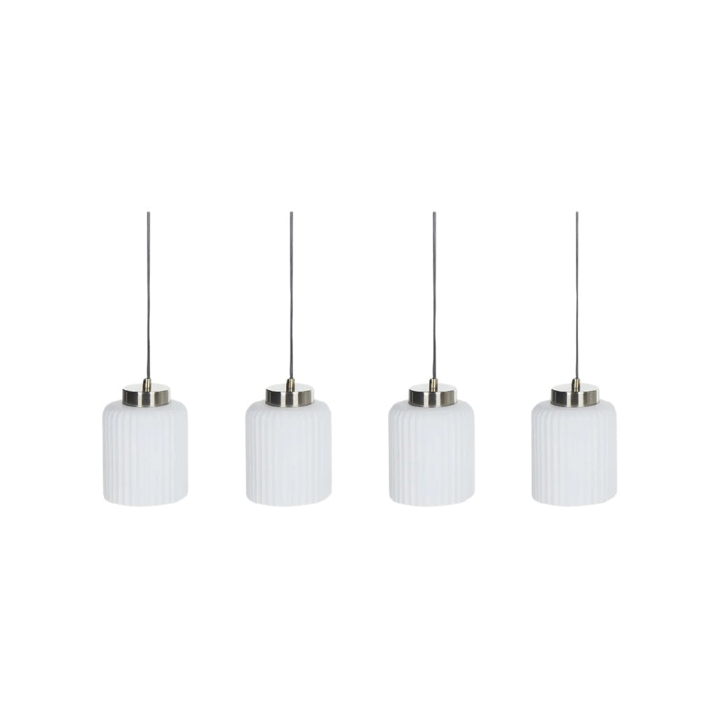 Suspensions en verre blanc à motifs rayés - 4 unités