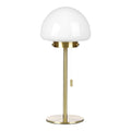 Lampe de Table en Verre Opale avec Base en Métal Doré