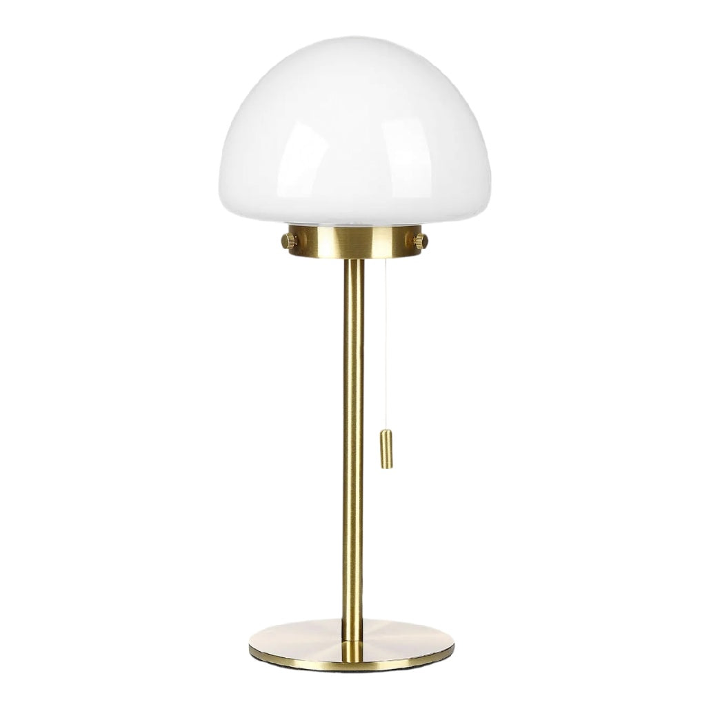 Lampe de Table en Verre Opale avec Base en Métal Doré