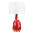 Lampe de table en céramique rouge avec abat-jour blanc