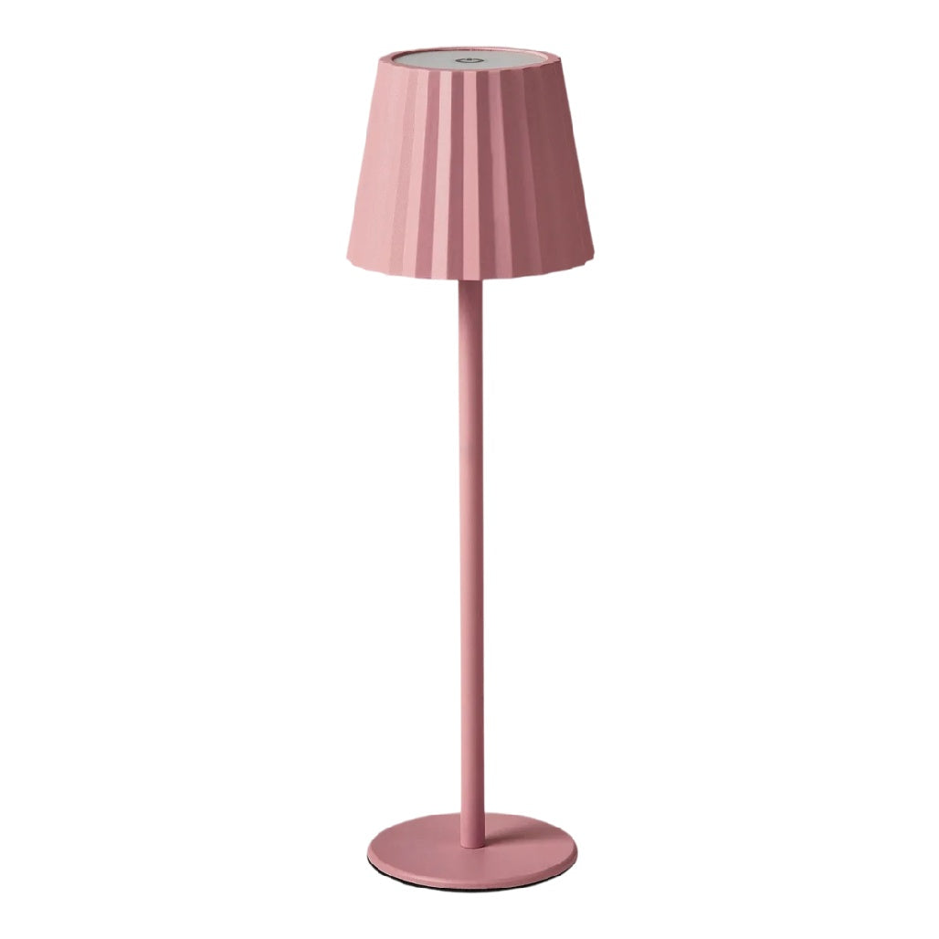 Lampadaire moderne en métal rose avec abat-jour plissé