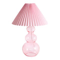 Lampe en verre rose avec abat-jour plissé