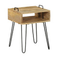 Table basse en bois avec compartiment et pieds en métal